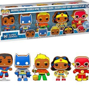 Funko Pop! DC Superheroes Gingerbread 5 Pack Walmart Exclusive Batman Superman